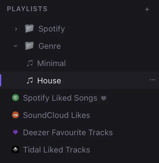 Playlist tree in sidebar